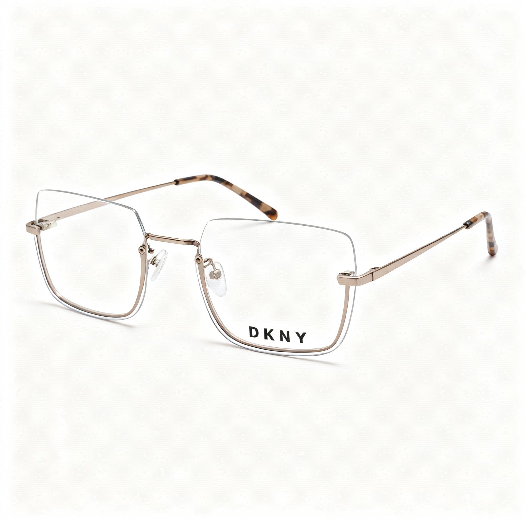 DKNY DK1001 Women's Lightweight Metal Half-Rim Square Optical Eyeglasses with Rose Gold Frame, Lens Width 54mm, Bridge 17mm, Temple 135mm, Photo 3