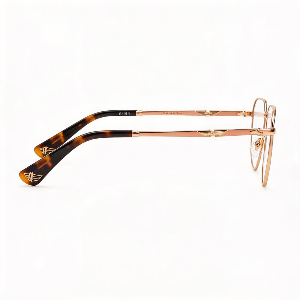 Police Modern Men's Metal Frame Eyeglasses Shiny Total Rose Gold 53mm Lens 18mm Bridge 145mm Temple
