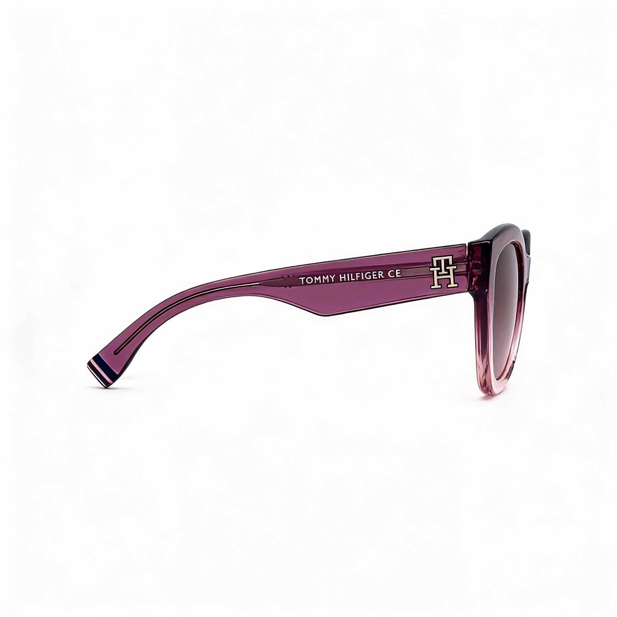 Tommy Hilfiger Modern Preppy Gafas de sol de acetato a cuadros morado prisma con doble tono rosa y protección UV para mujer de 52 mm, Photo 3