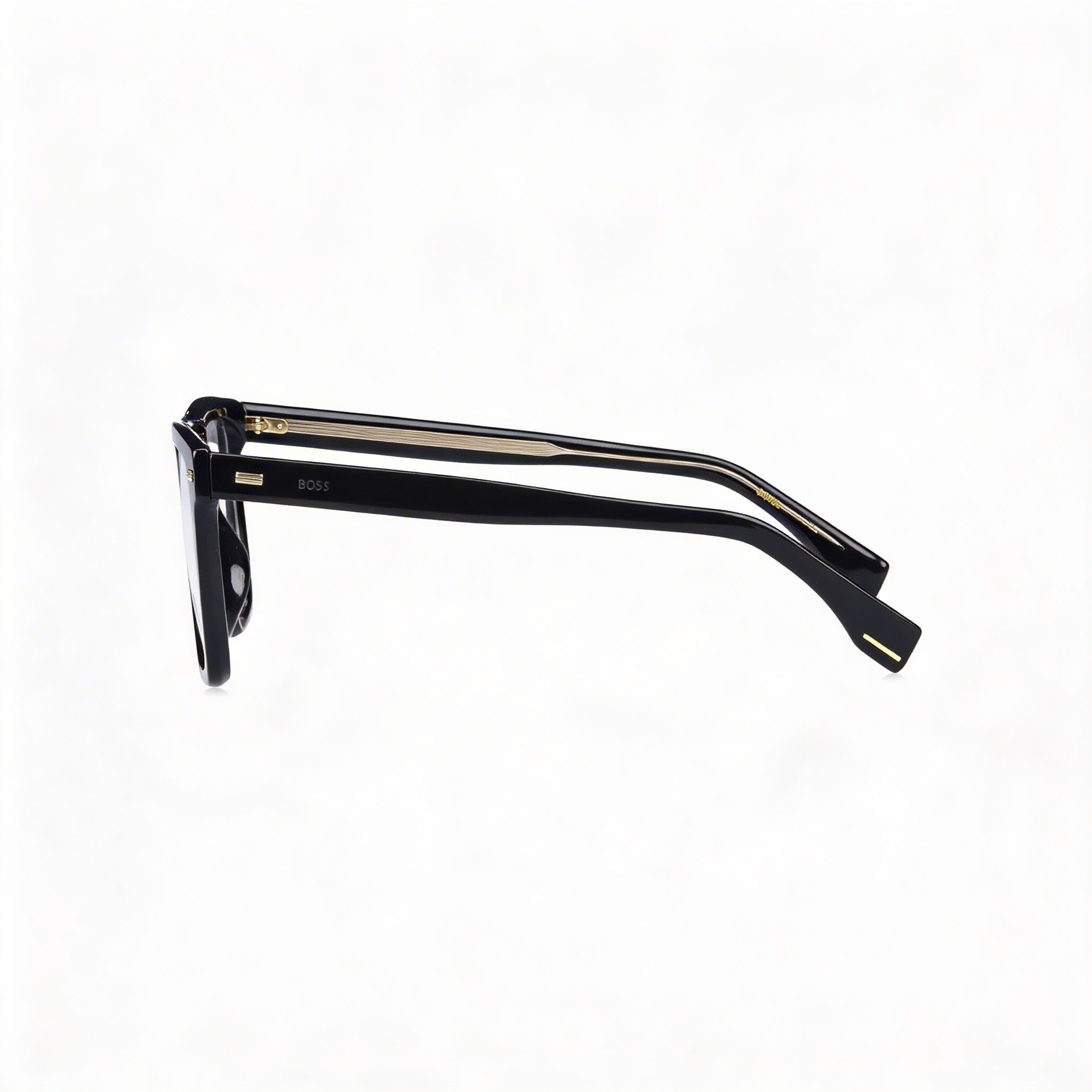 Hugo Boss Modern Style Men's Black Acetate Frame, Black Polycarbonate Non- Lenses Eyeglasses 52-20-145, Photo 3