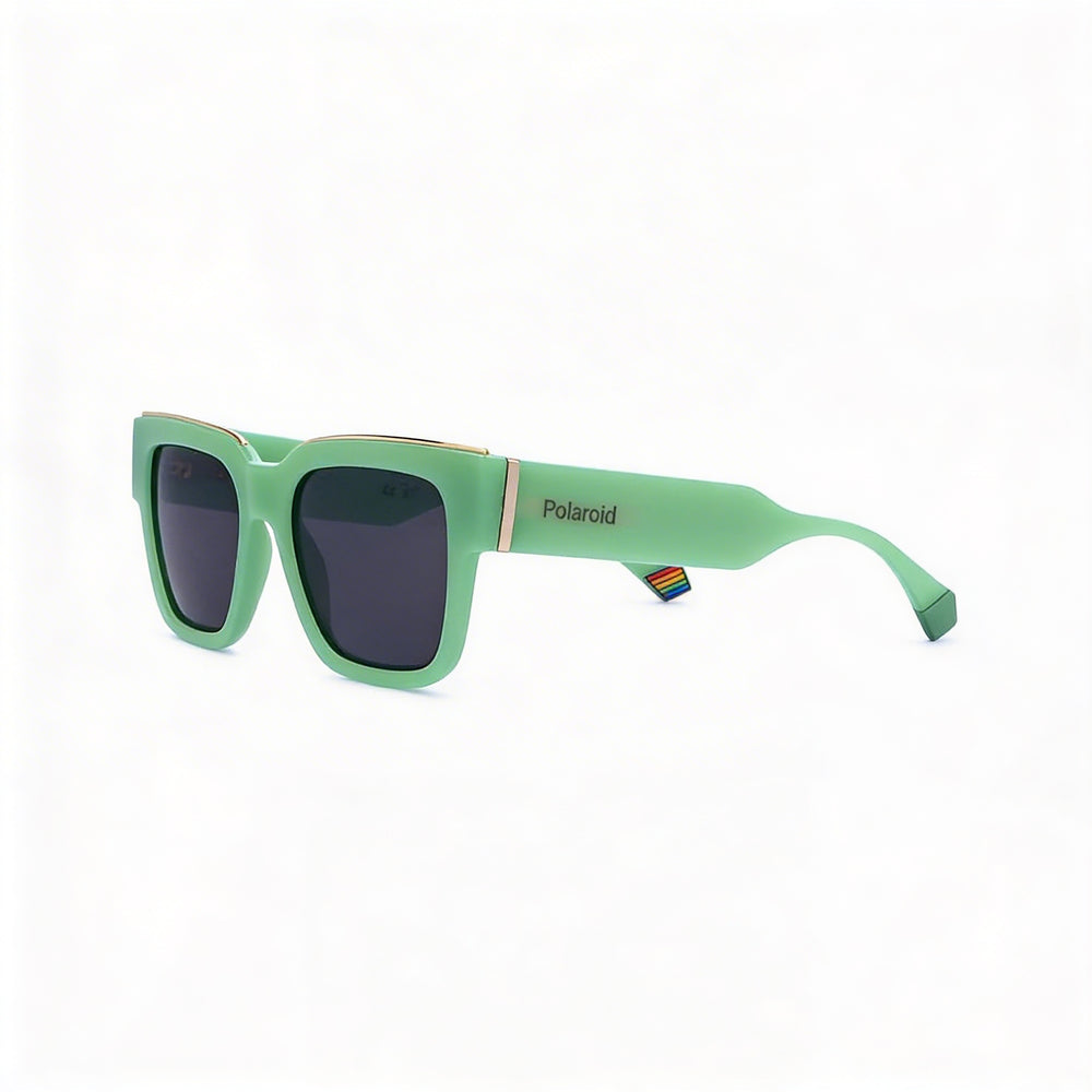 Polaroid Casual Unisex Green Polycarbonate Frame Grey Polycarbonate Lens UV Protected Sunglasses 52-18-140