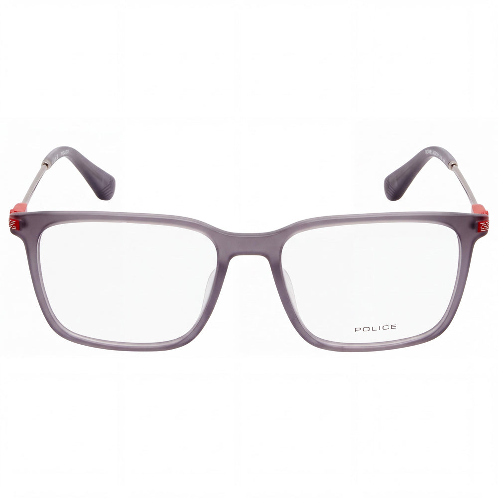 Police Vplg77 Men's Transparent Grey Rectangle Combined Acetate Metal Eyeglasses Size 53-17-145