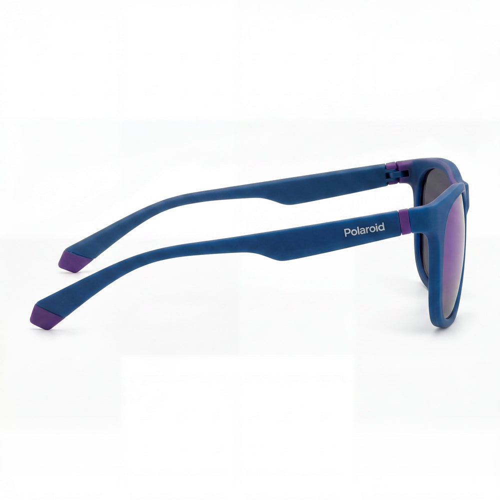 Gafas de sol modernas de acetato Polaroid Pld 2140/s para hombre, montura semiopaca azul violeta celeste, lentes de espejo violeta, 55 mm