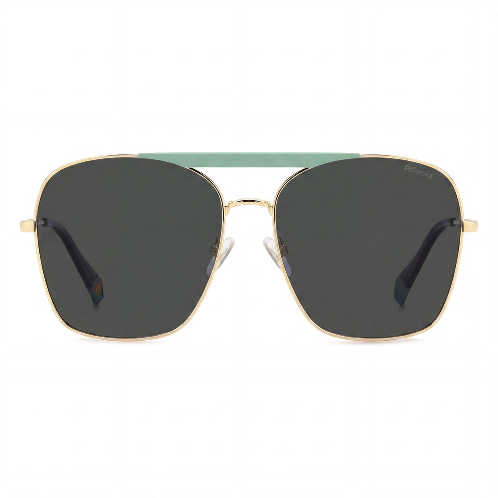 Gafas de sol Polaroid Modern para mujer, de acero inoxidable, color gris, con protección UV, en dorado mate aguamarina, 59-16-145