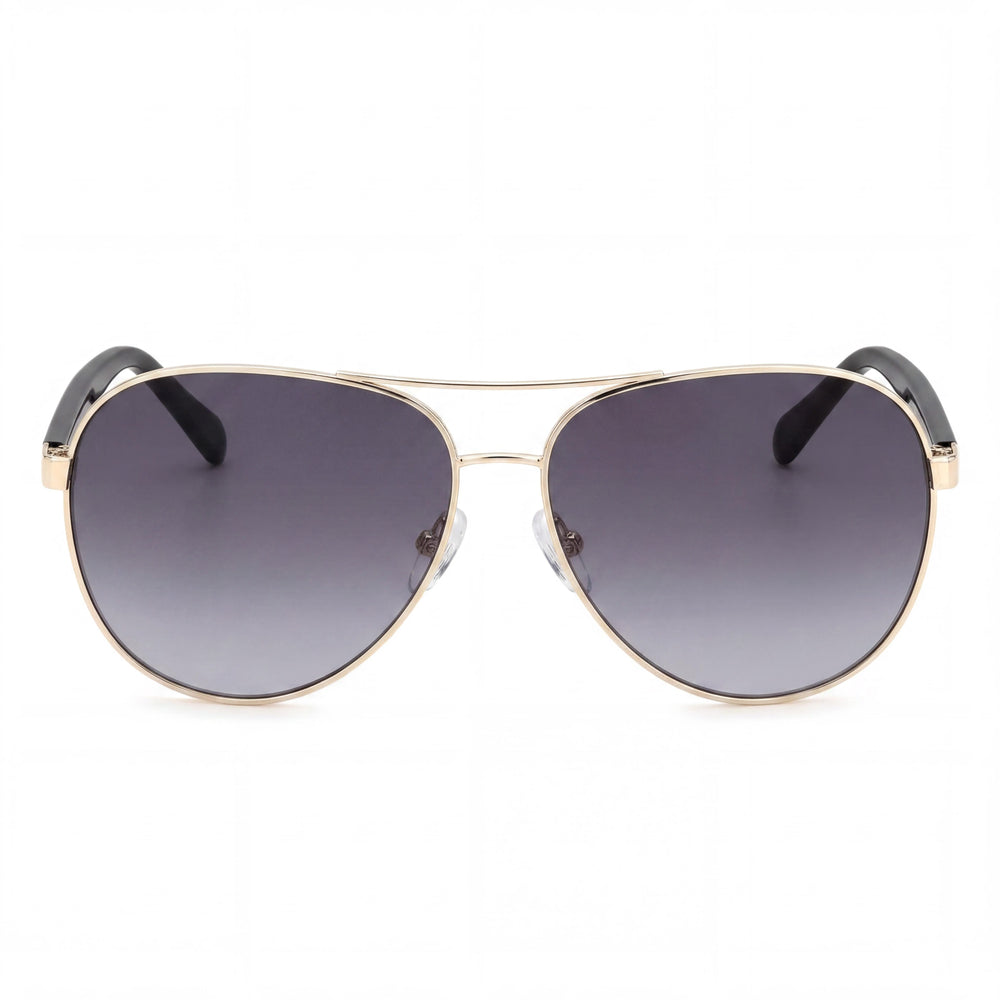 Gafas de sol Fossil Fos 3150/G/S para mujer, de acero inoxidable, con protección UV, color dorado claro, gris oscuro, 60 mm