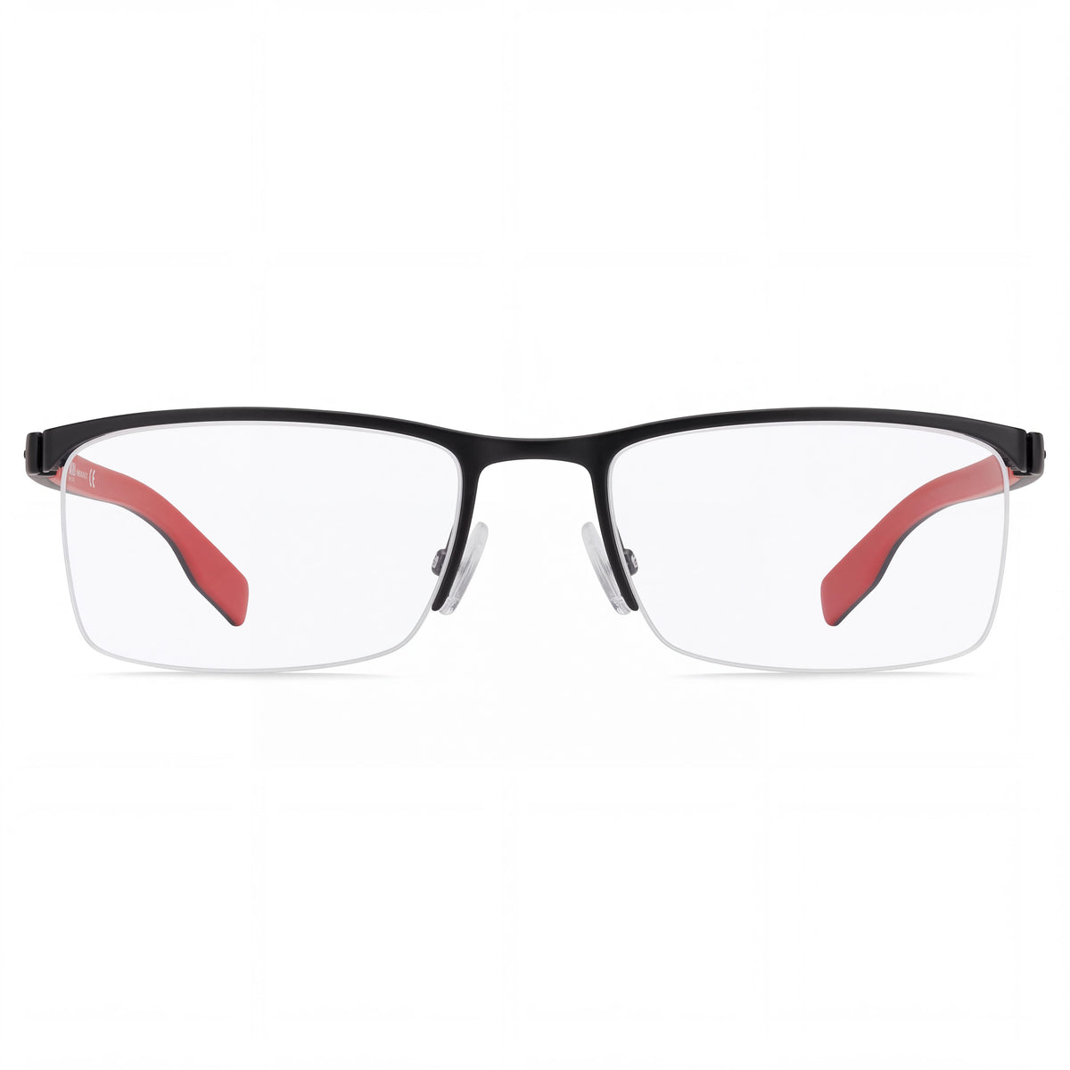 Hugo Boss Men's BOSS 0610/N Eyeglasses with Acetate Frame in Matte Black Red, Polycarbonate Lenses 55mm, Photo 2