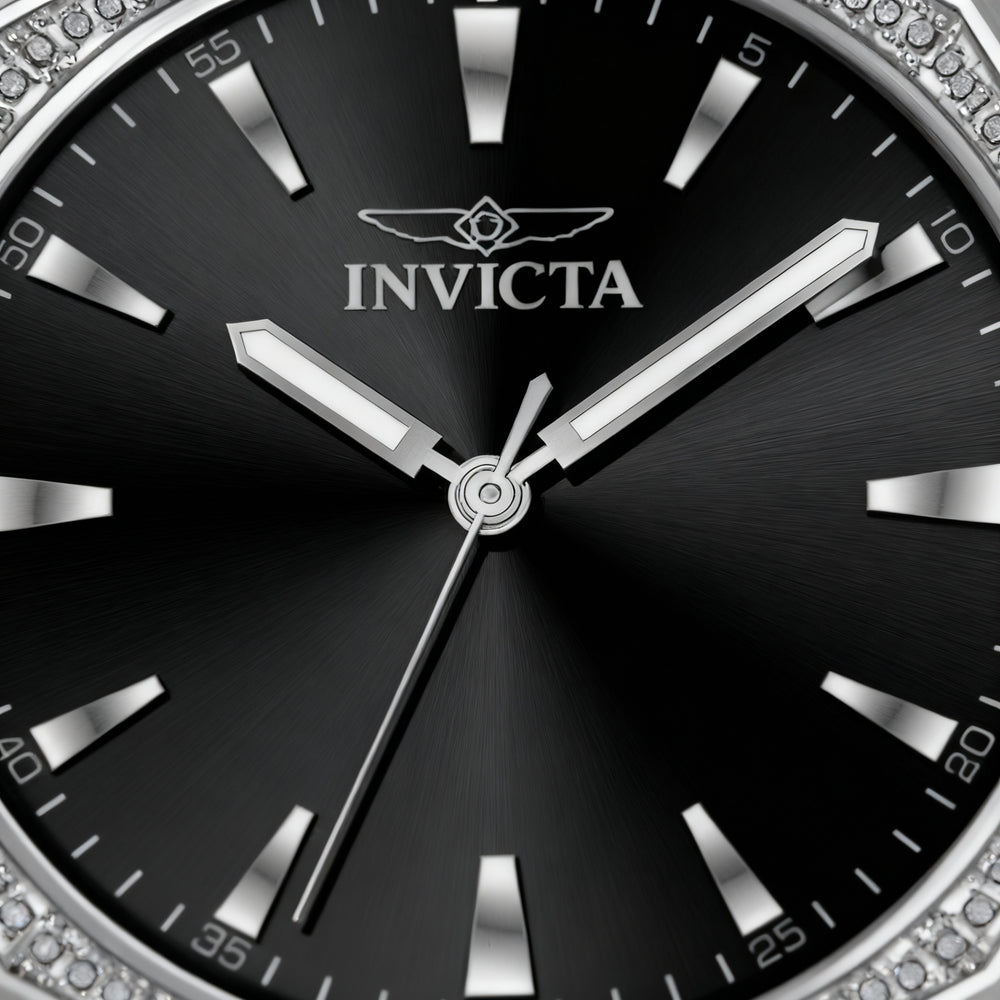 Reloj Invicta Speedway 49103 para hombre, con movimiento de cuarzo, pulsera de acero inoxidable plateada, esfera negra y caja de 42 mm.