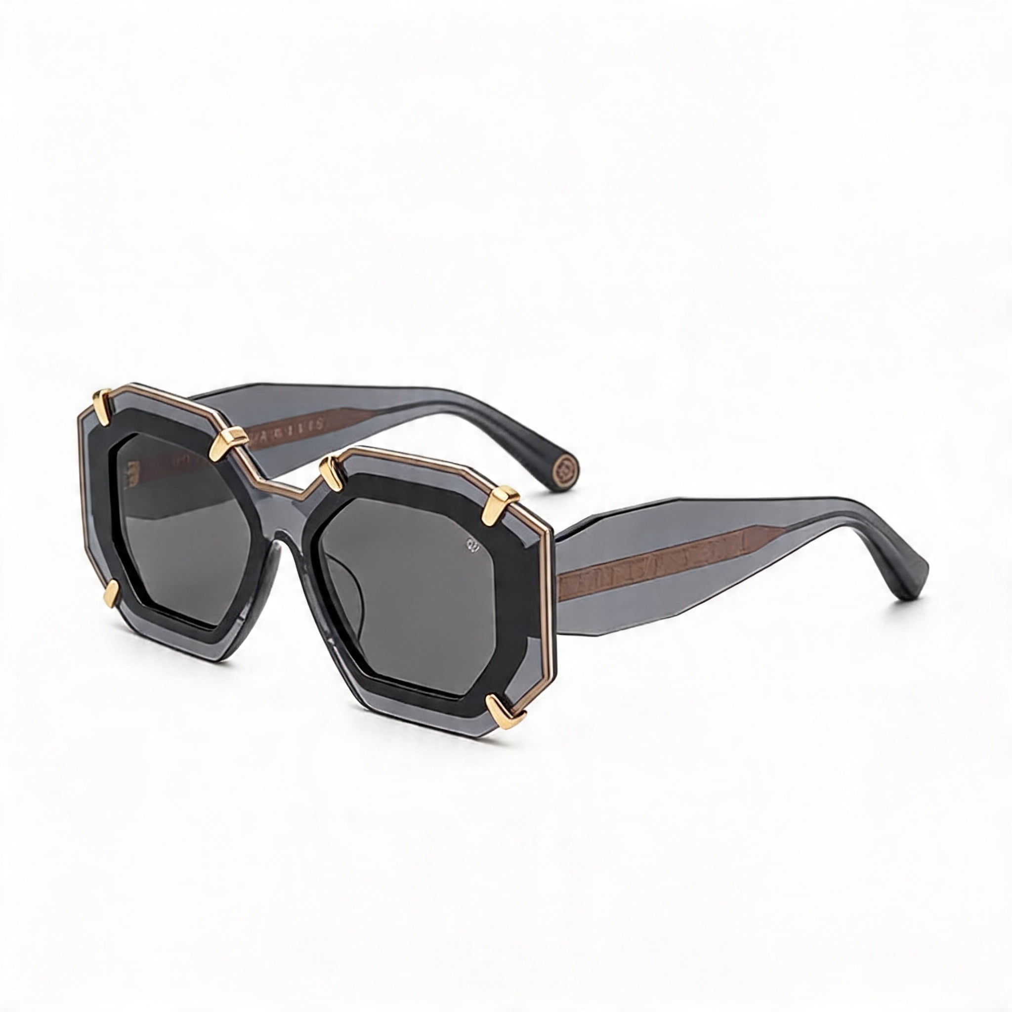 Philipp Plein Casual Men's Multicoloured Cellulose Acetate Sunglasses with Shiny Transparent Grey Lenses, UV Protection 53mm, Photo 3