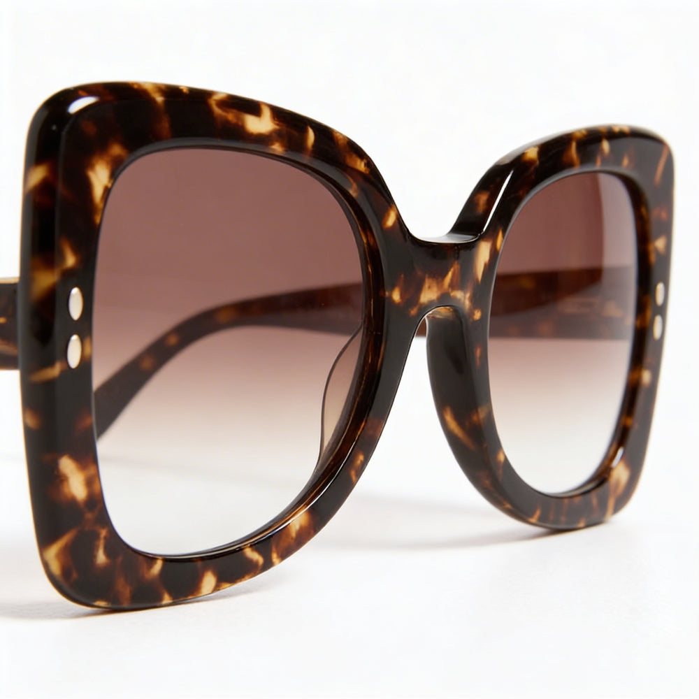 Gafas de sol cuadradas oversize de acetato de moda para mujer Isabel Marant con protección UV, marrón habana, 52 mm