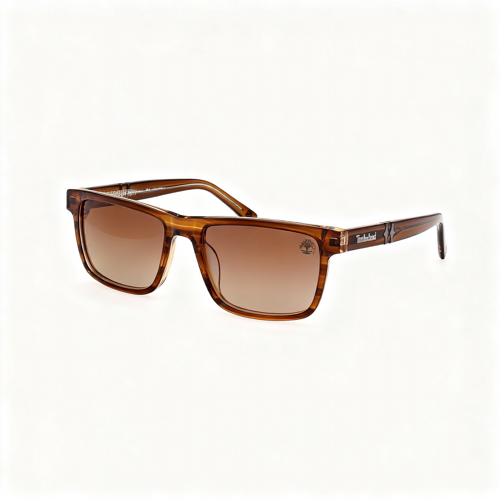 Timberland TB00020 Men's Rectangular Acetate Frame Dark Brown Horn Polarized Brown Sunglasses 55mm