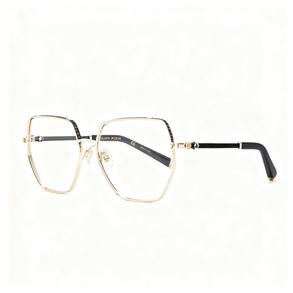 Gafas de sol Philipp Plein Vpp054s para hombre, de metal, no polarizadas, con montura completa irregular, en oro rosa y negro, de 57 mm