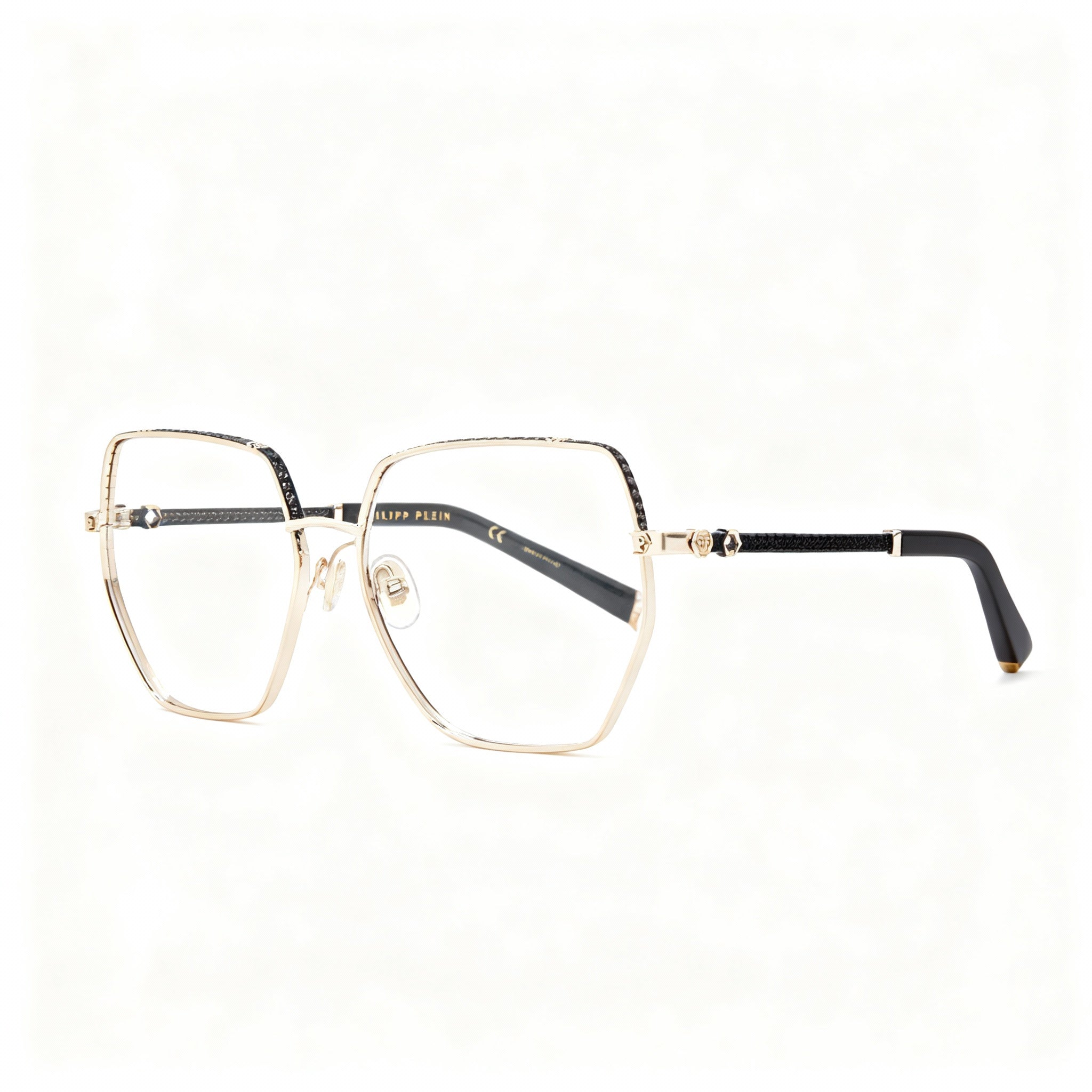 Philipp Plein Vpp054s Men's Rose Gold Black Irregular Full Frame Metal Non-Polarized Sunglasses 57mm, Photo 2