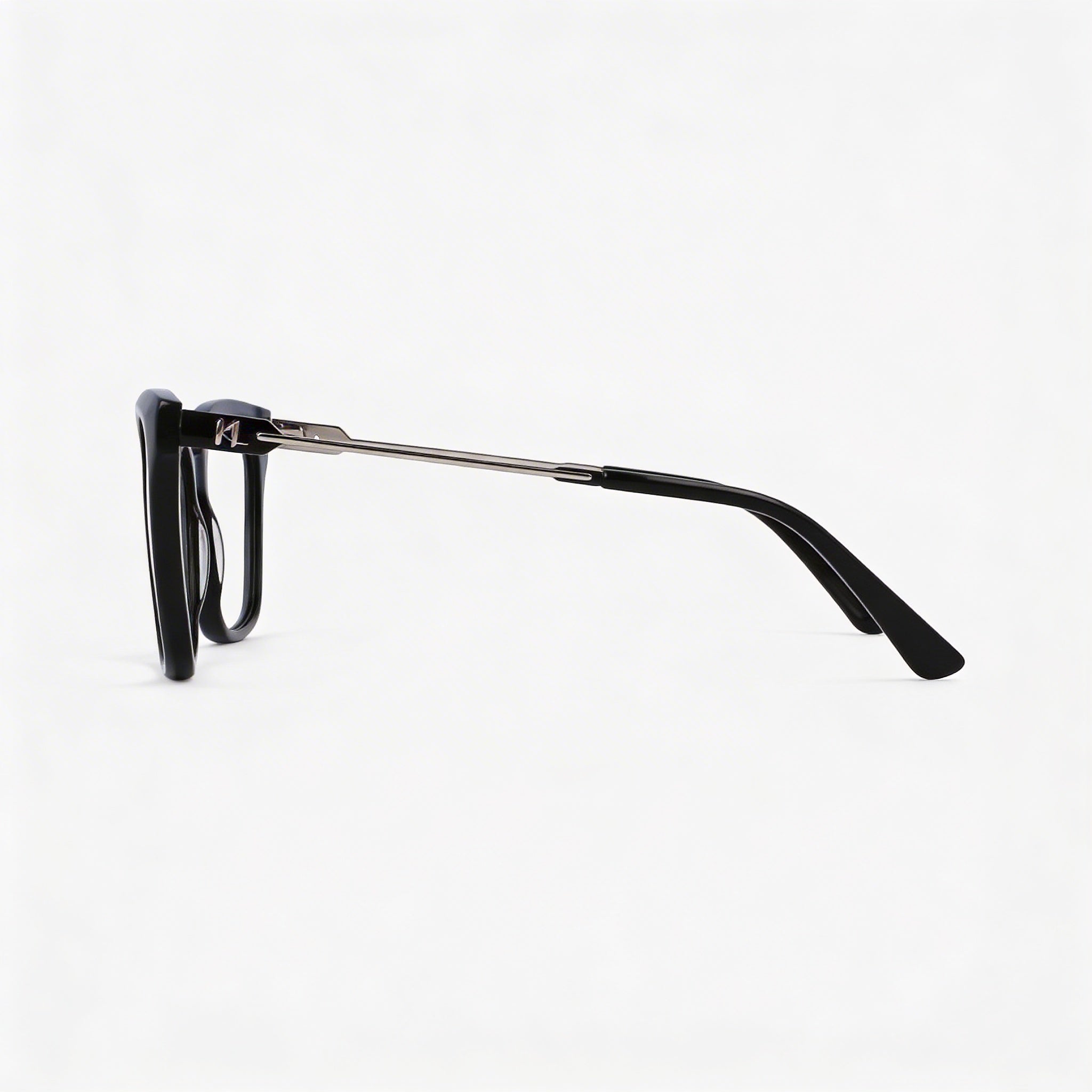KARL LAGERFELD Women's Casual Black Acetate Frame Eyeglasses with Transparent Plastic Lenses 54-17-140, Photo 3