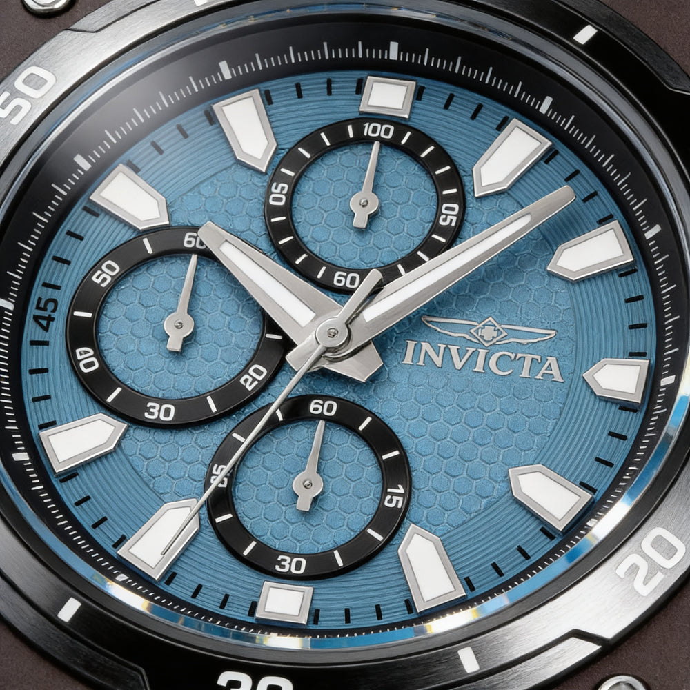 Invicta Men's IN-46106-AMZUK Black Stainless Steel Blue Dial Chronograph Quartz Watch 46mm