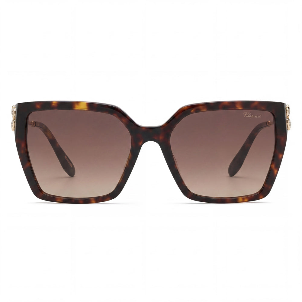 Chopard Sch371s Women's Classic Havana Cellulose Acetate Brown Gradient UV Protection Sunglasses 56mm