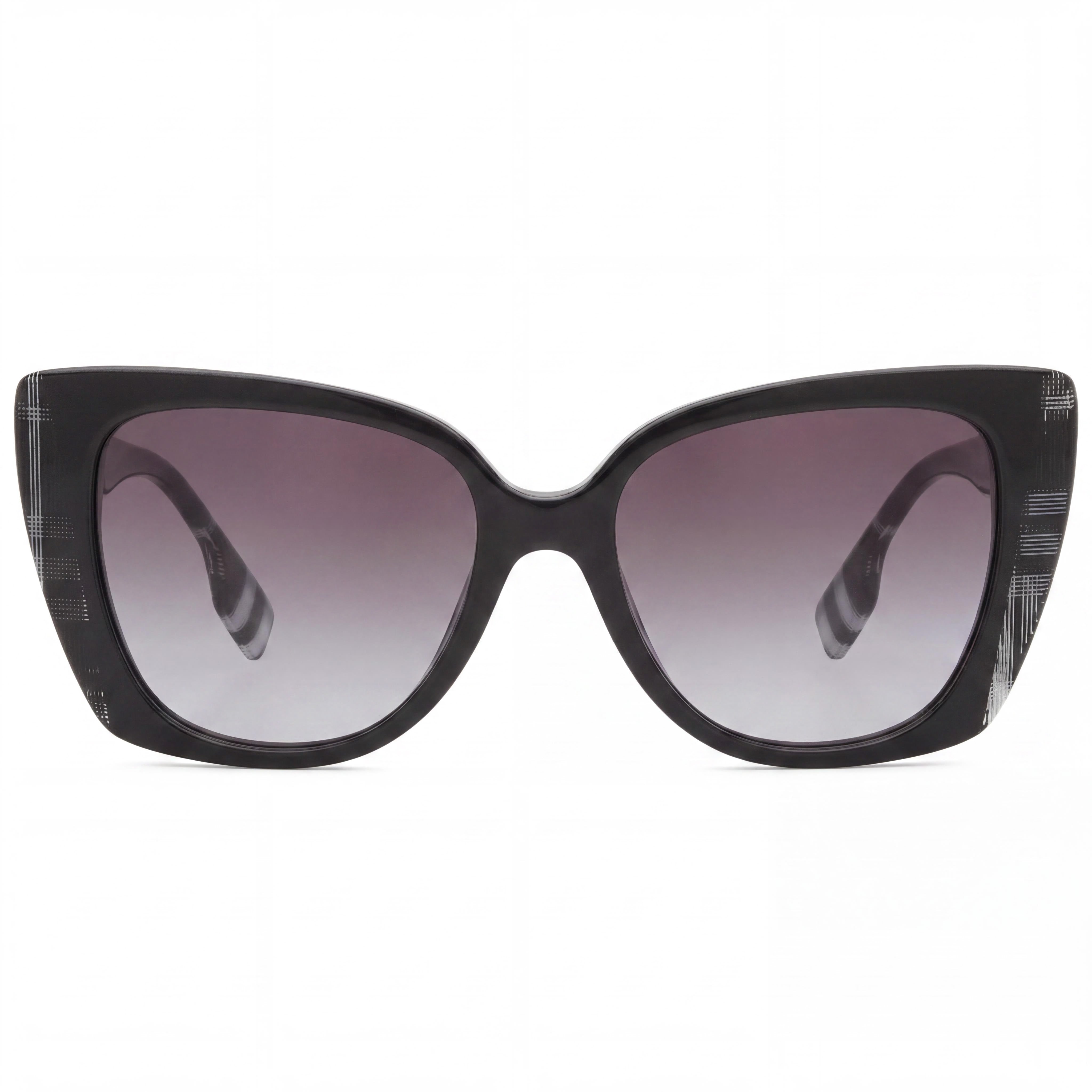 Burberry Meryl BE4393 Unisex Butterfly Sunglasses Black Check White Plastic Grey Gradient UV Protected 54mm, Photo 2