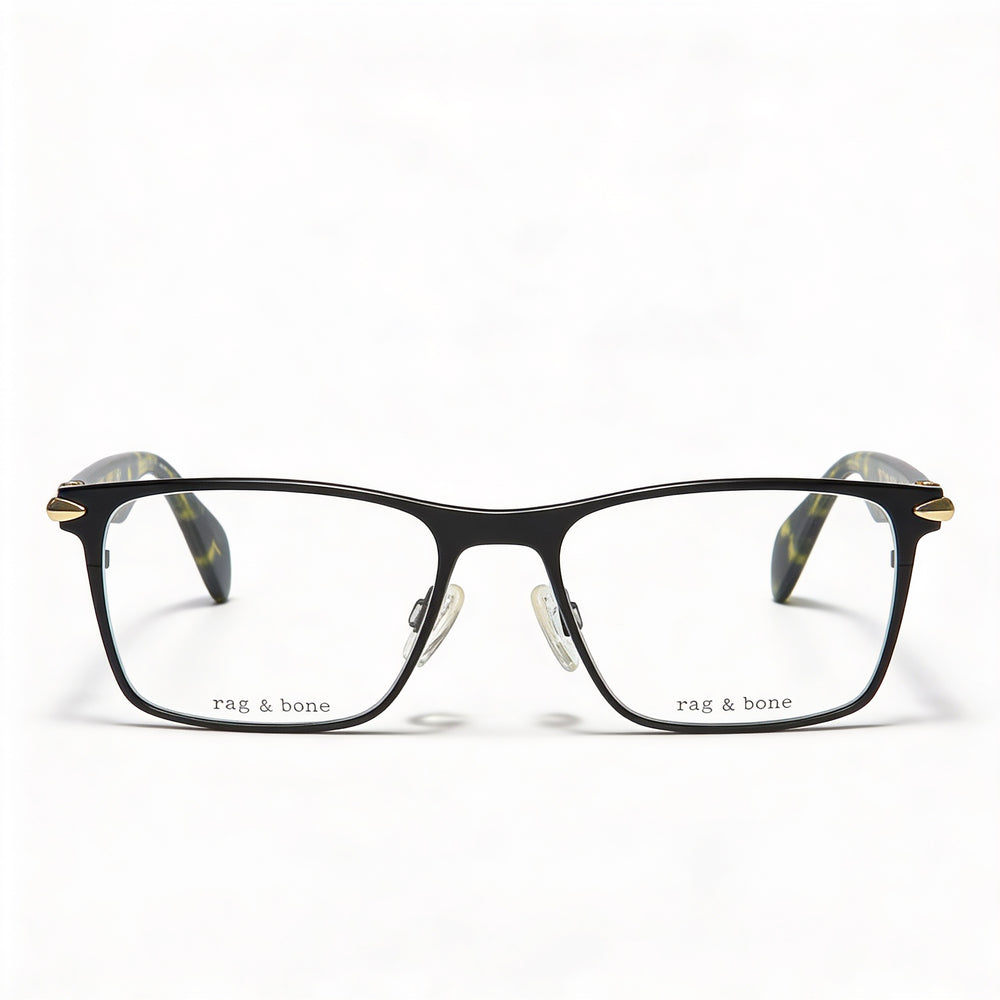 Gafas de vista metálicas Rag & Bone Rnb 7009 para hombre, color negro mate, con lentes de demostración, 53-17-145