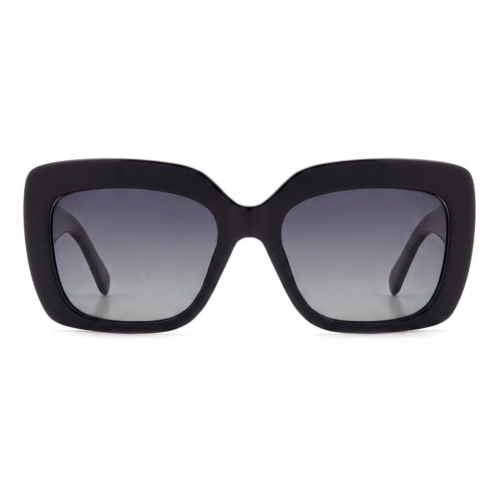 Gafas de sol rectangulares Fossil Fos 3158/S de propionato para mujer, montura negra/gris, lente gris sombreada, 54 mm, protección UV