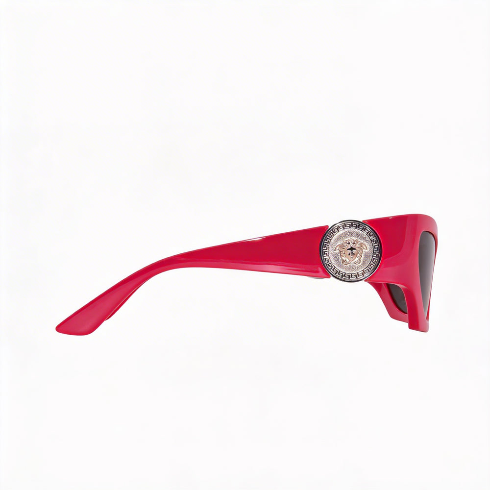 Versace VE4450 Women's Cat Eye Sunglasses, Dark Grey Rose Frame, Pink Dark Grey Lenses, 100% UV Protection, 60mm