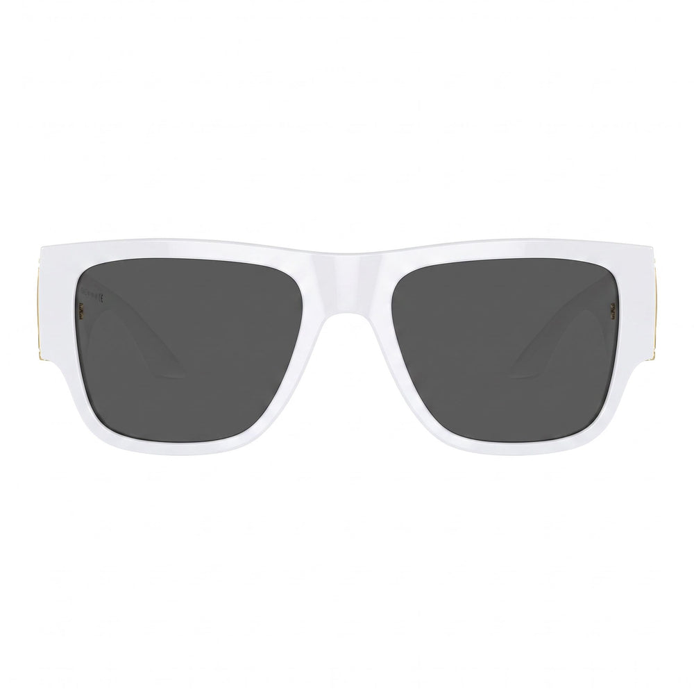 Gafas de sol unisex Versace Ve 4403, armazón de aluminio blanco gris oscuro, lentes UV gris oscuro de 57 mm