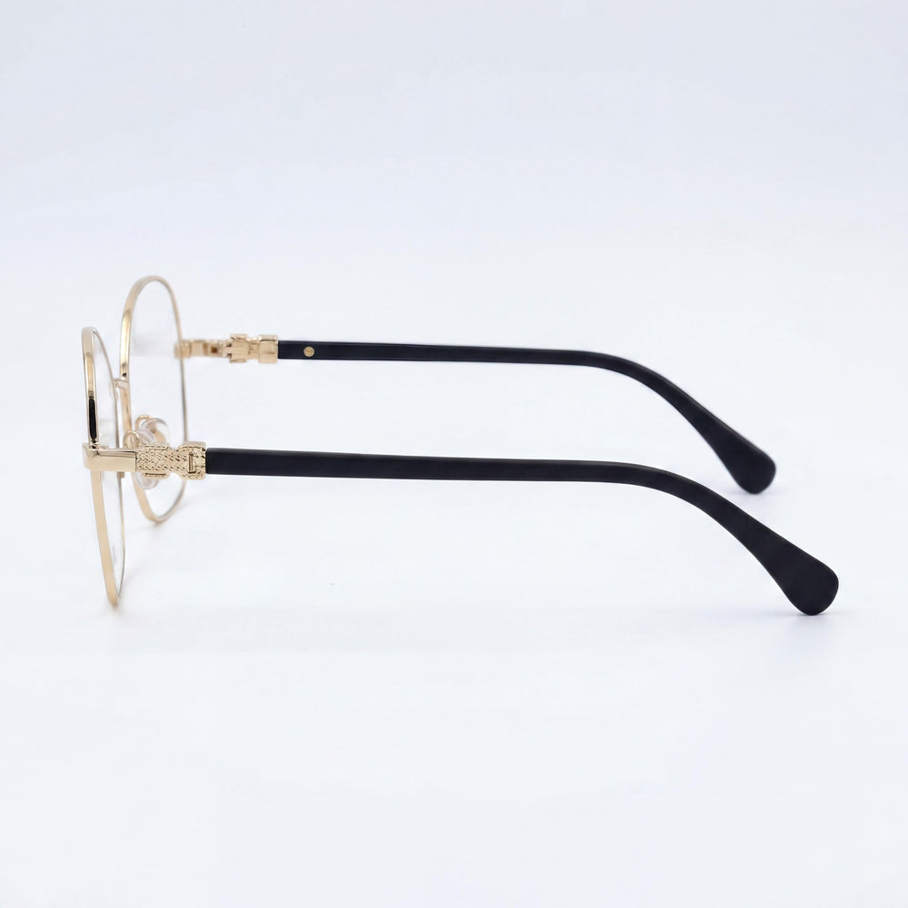 MaxMara Modern Women's Metal Frame Eyeglasses, Pale Gold with Clear Lenses, Size 55-16-140