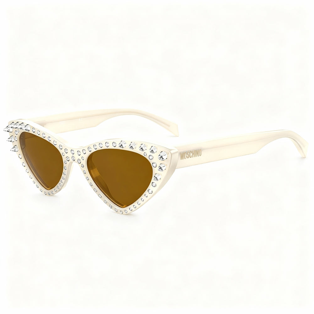 Gafas de sol Moschino Classic de acetato para mujer, sin polarizar, con protección UV, talla 52-18-140, color marrón marfil