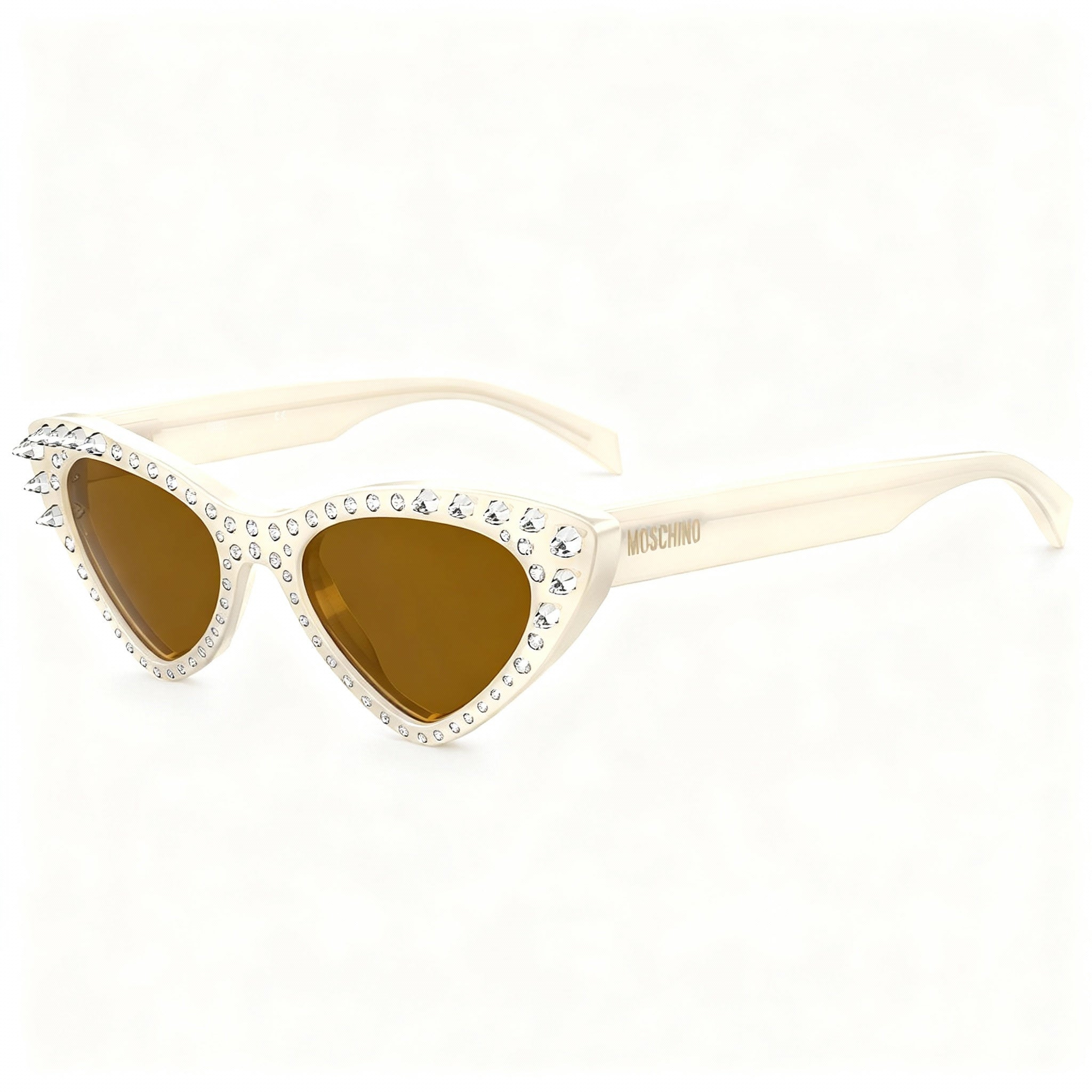 Moschino Classic Women's Acetate Non-Polarized UV Protection Sunglasses 52-18-140 Ivory Brown, Photo 3