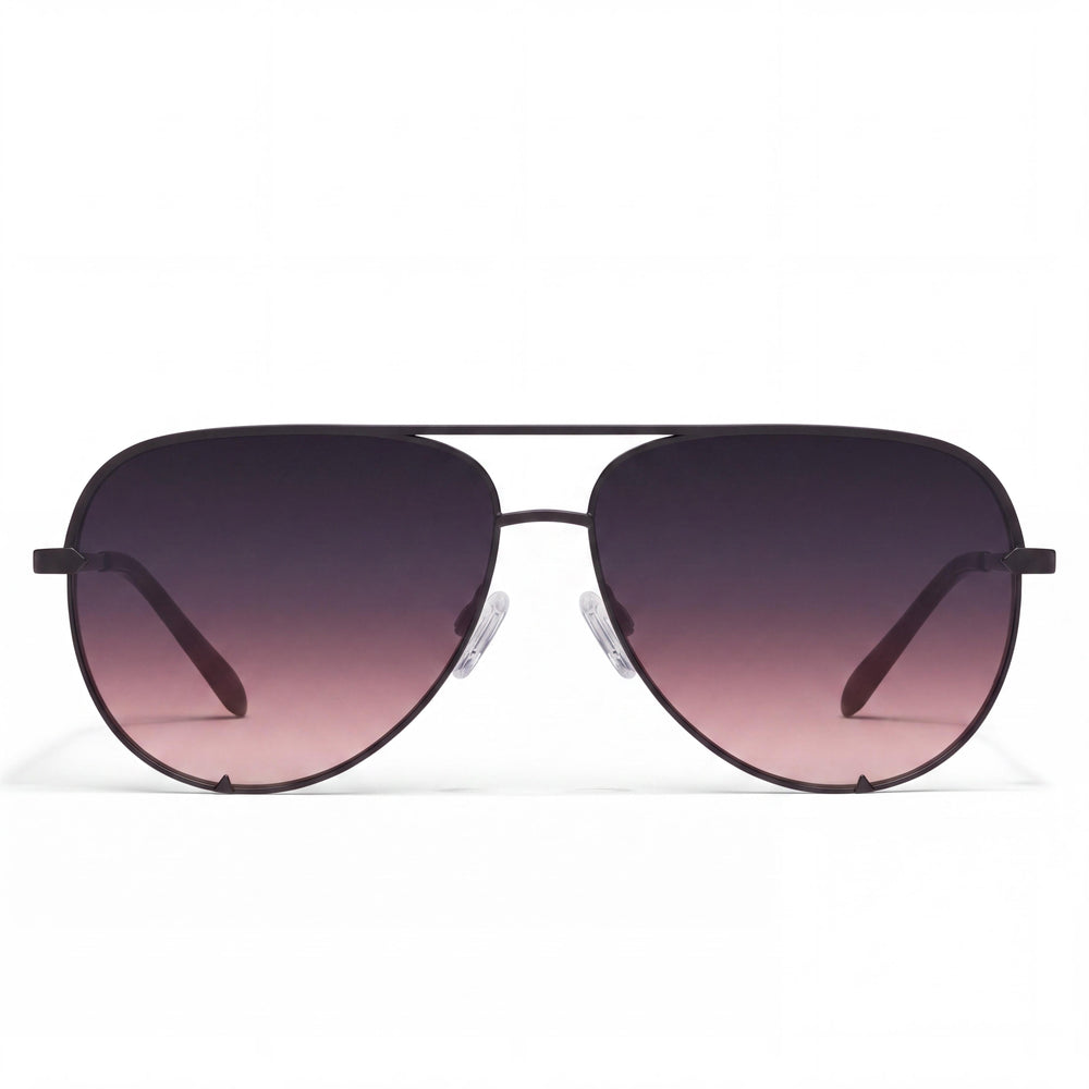 QUAY AUSTRALIA High Key Aviator Women's Black Pink Plastic Frame Black Plum Pink Polycarbonate Lens Sunglasses 64mm