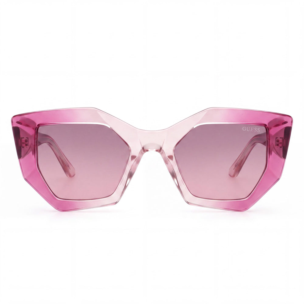GUESS Women's Sunglasses, UV Protective, Non-Polarized, Injected Lilac Frame, Gradient Brown Lenses, 50mm