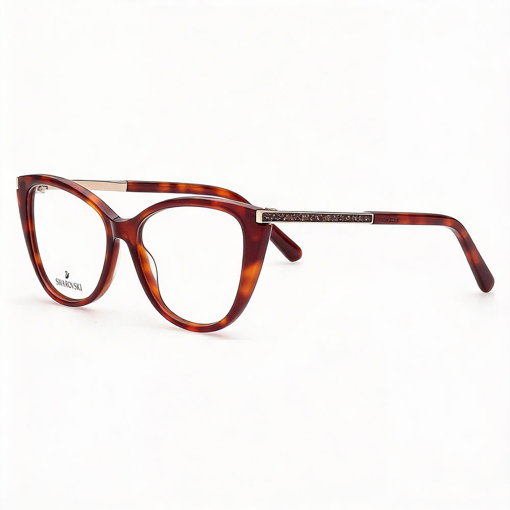 Swarovski Women's CAT'S EYE SK5414 Dark Havana Acetate Prescription Ready Optical Frames 53mm