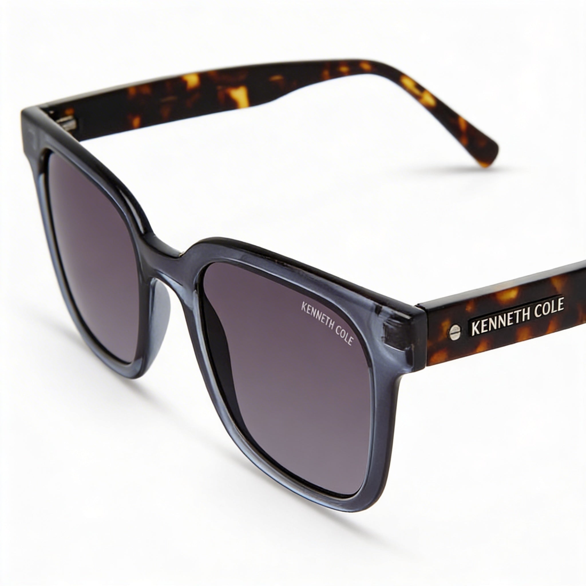 Kenneth Cole New York Kc5190b Women's Shiny Blue Gradient Smoke Plastic Sunglasses, Gradient Smoke Lens, 51mm, Photo 2