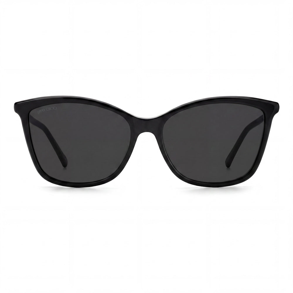 JIMMY CHOO Women's Casual Sunglasses, Black Acetate Frame, UV Protected Black Lenses 56mm