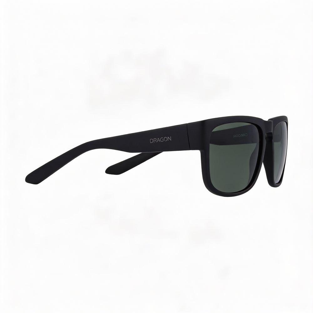 Dragon Alliance DR RUNE Unisex Matte Black Plastic Sunglasses with Green UV Protected Non-Polarized Lenses 58mm