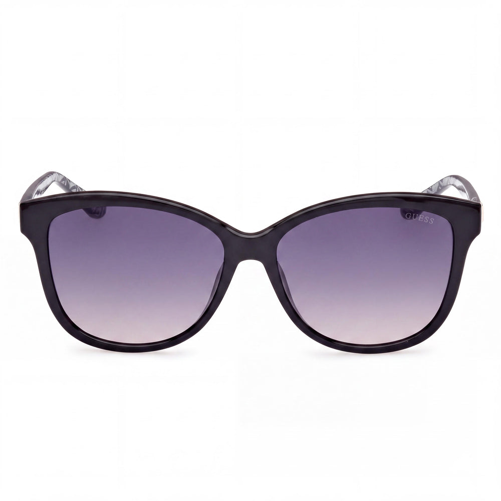 GUESS Women's GU7920 Shiny Black Composite Round High UV Protection Non-Polarized Gradient Smoke Sunglasses 58-15-140