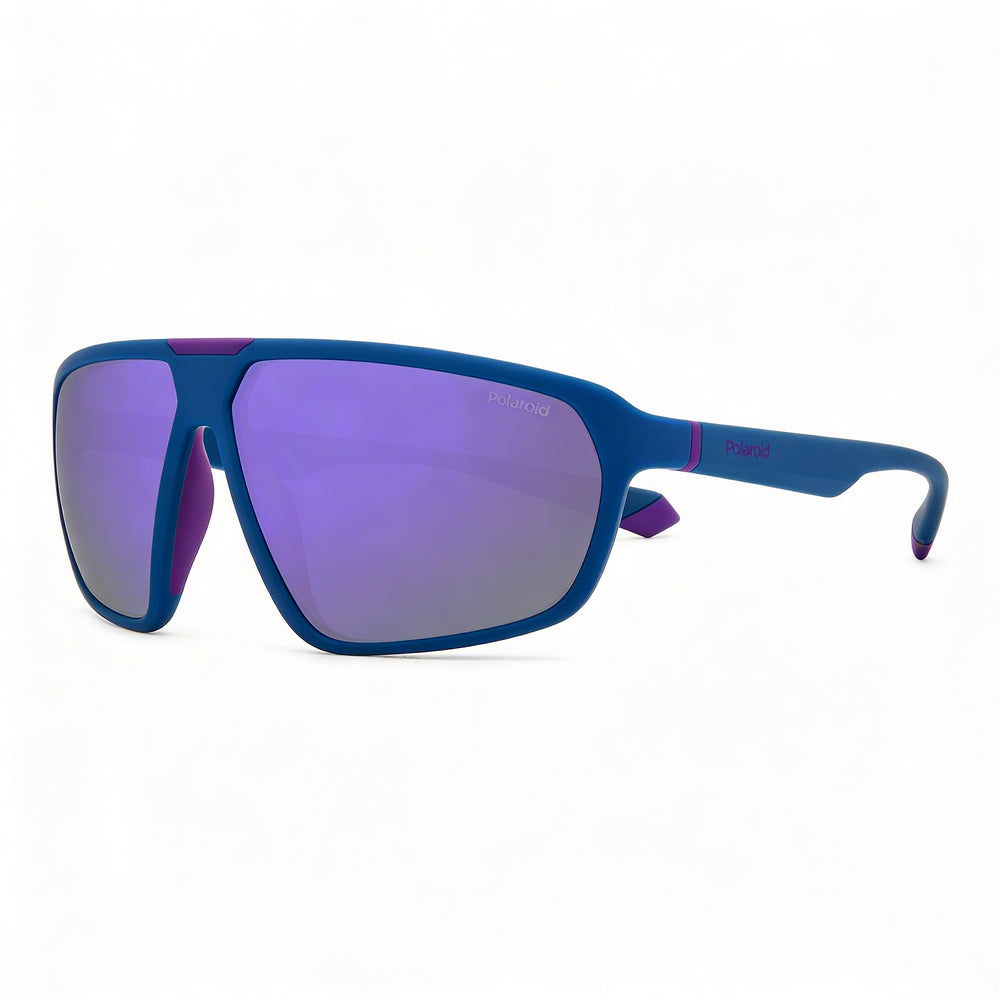 Polaroid Modern Men's UV Protection Sunglasses, Matte Black Violet Plastic Frame, Violet Mirror Lenses 61mm