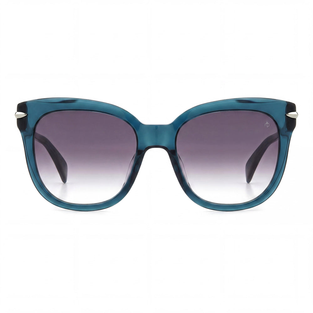 Gafas de sol informales Rag & Bone para mujer con montura de acetato verde y lentes de policarbonato gris de doble capa 55-18-145