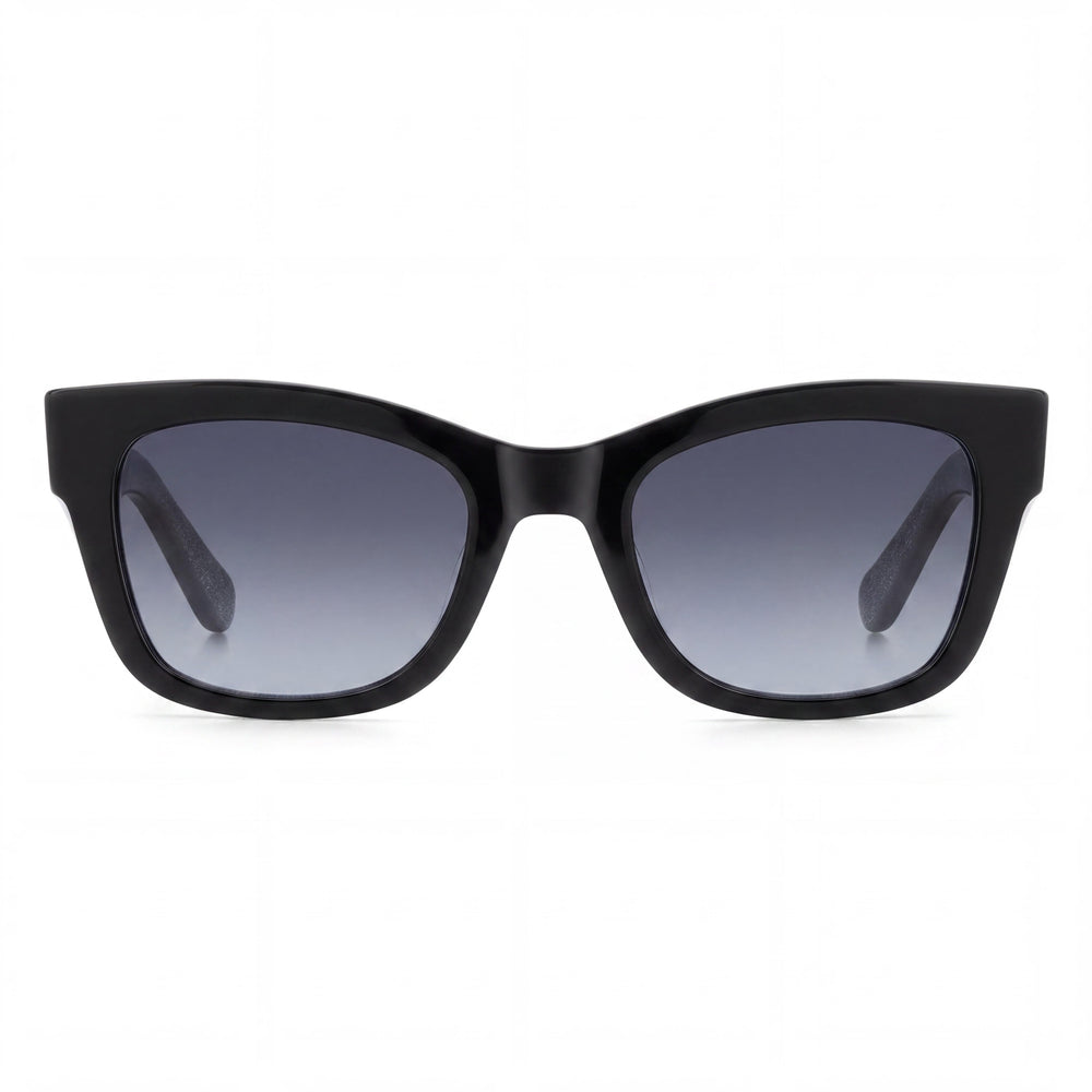 kate spade new york Gafas de sol informales de plástico con protección UV para mujer, no polarizadas, color negro con purpurina gris, 50 mm