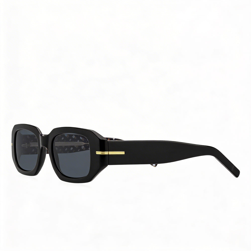 Gafas de sol clásicas Hugo Boss BOSS 1608/S para mujer, armazón de acetato negro y gris, lente negra de 50 mm