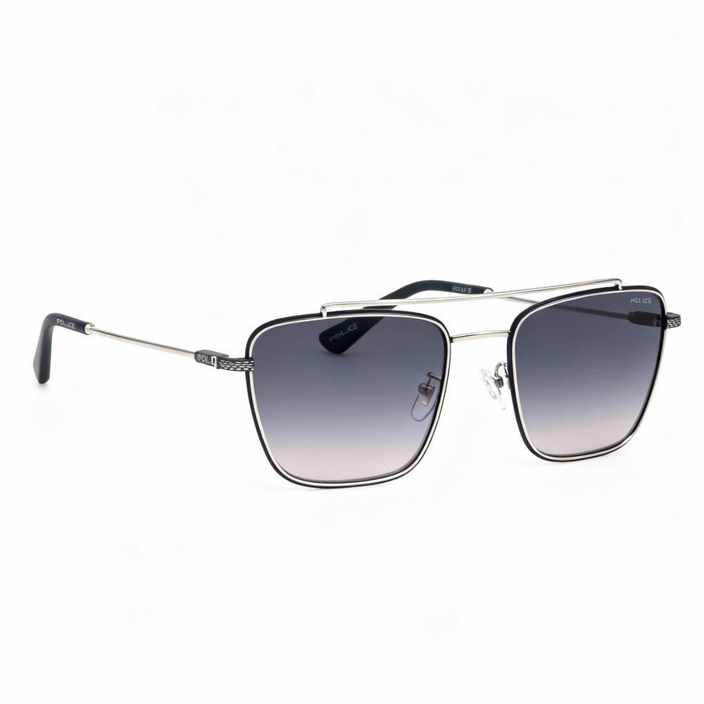 Gafas de sol POLICE Spln38 para hombre, no polarizadas, de metal paladio brillante, lentes ahumadas degradadas, talla 56-20-145