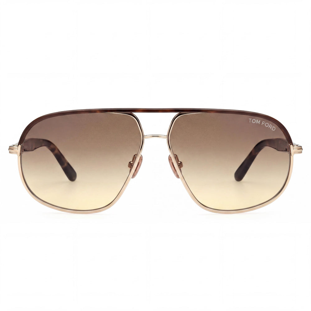 Tom Ford MAXWELL FT 1019 Unisex Metal Sunglasses Rose Gold Brown Shaded Gradient Brown Lens 59-13-140mm