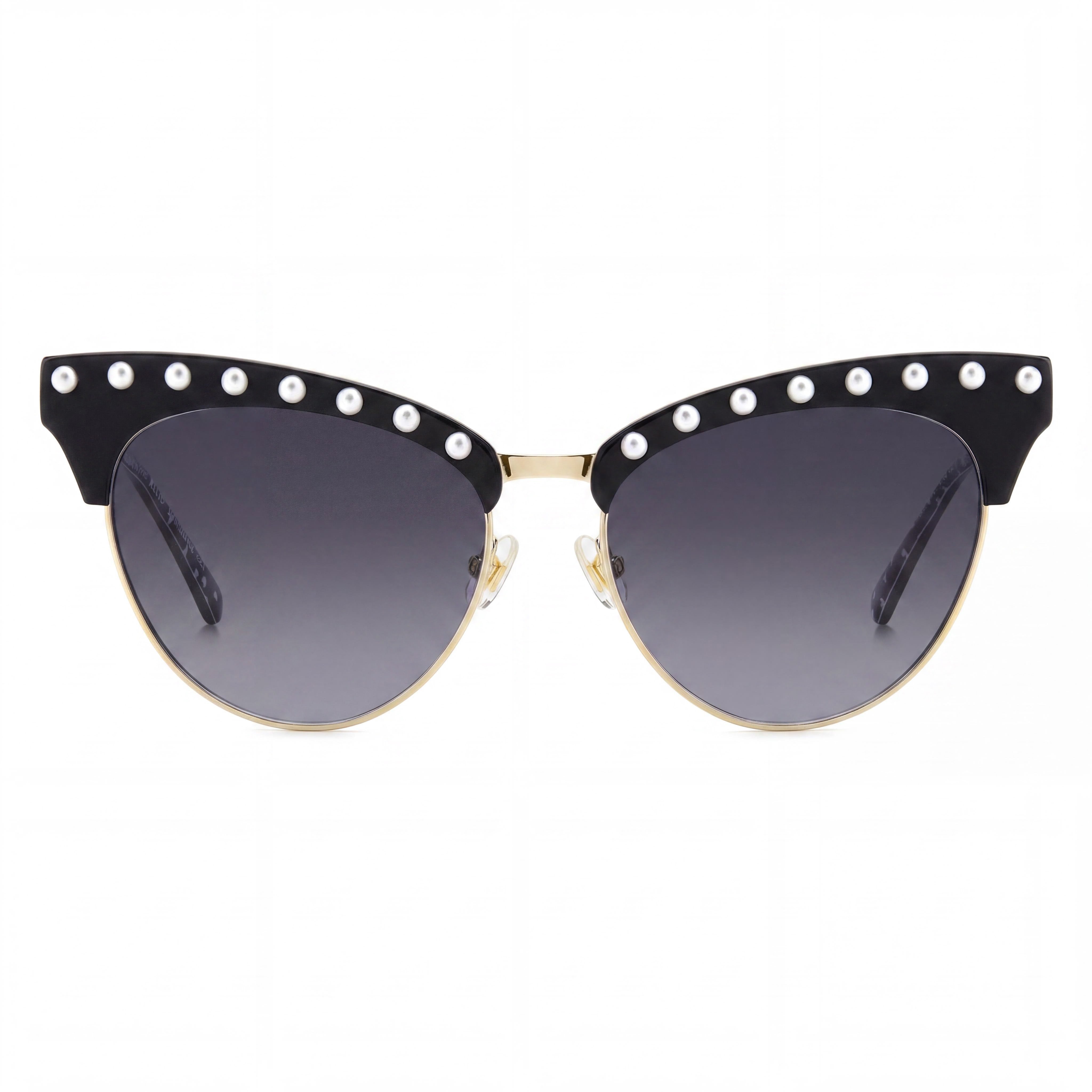 kate spade new york Gafas de sol casuales de ojo de gato para mujer, de acero inoxidable negro, sin polarizar, gris oscuro sombreado, 54 mm, Photo 2