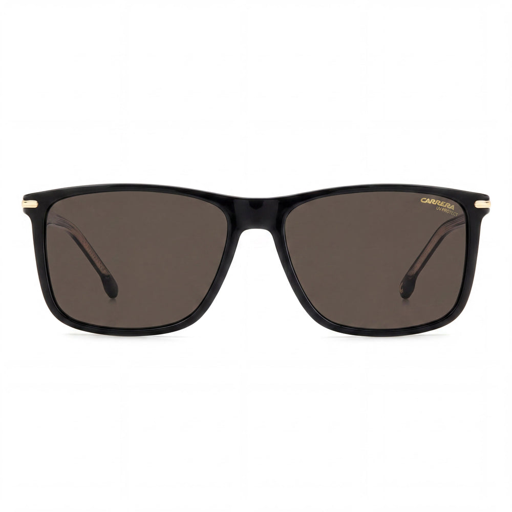 Carrera 298/S Gafas de sol para hombre, armazón de poliamida negra y gris, lentes negras no polarizadas, protección UV del 100%, 57 mm