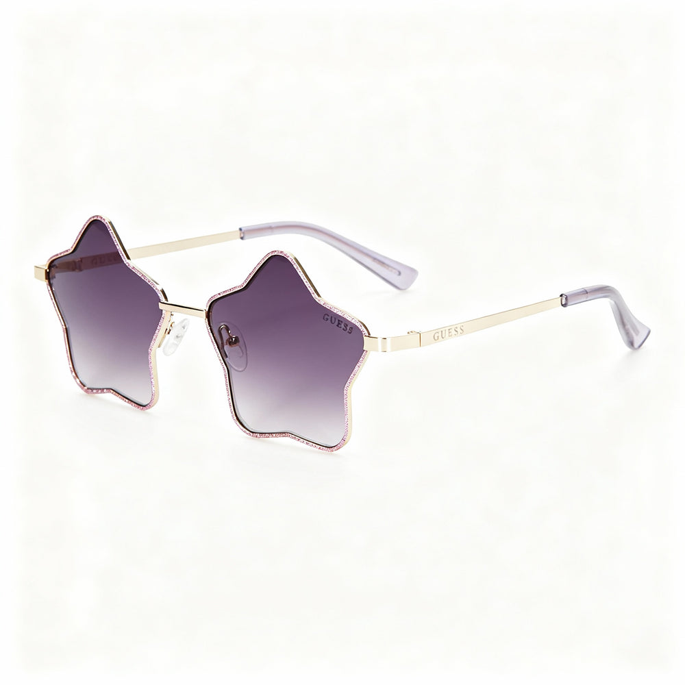 Gafas de sol GUESS GF4012 para niños, montura plateada con degradado morado, lentes de policarbonato no polarizado morado