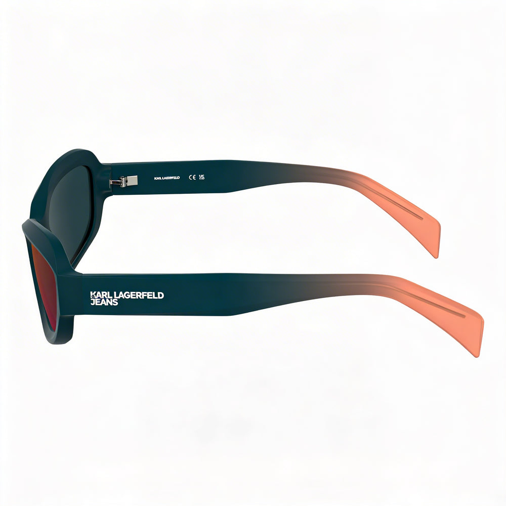 KARL LAGERFELD Klj6200s Unisex Size L UV Protection Plastic Petrol Brick Sunglasses with Solid Grey Red Mirror Lenses