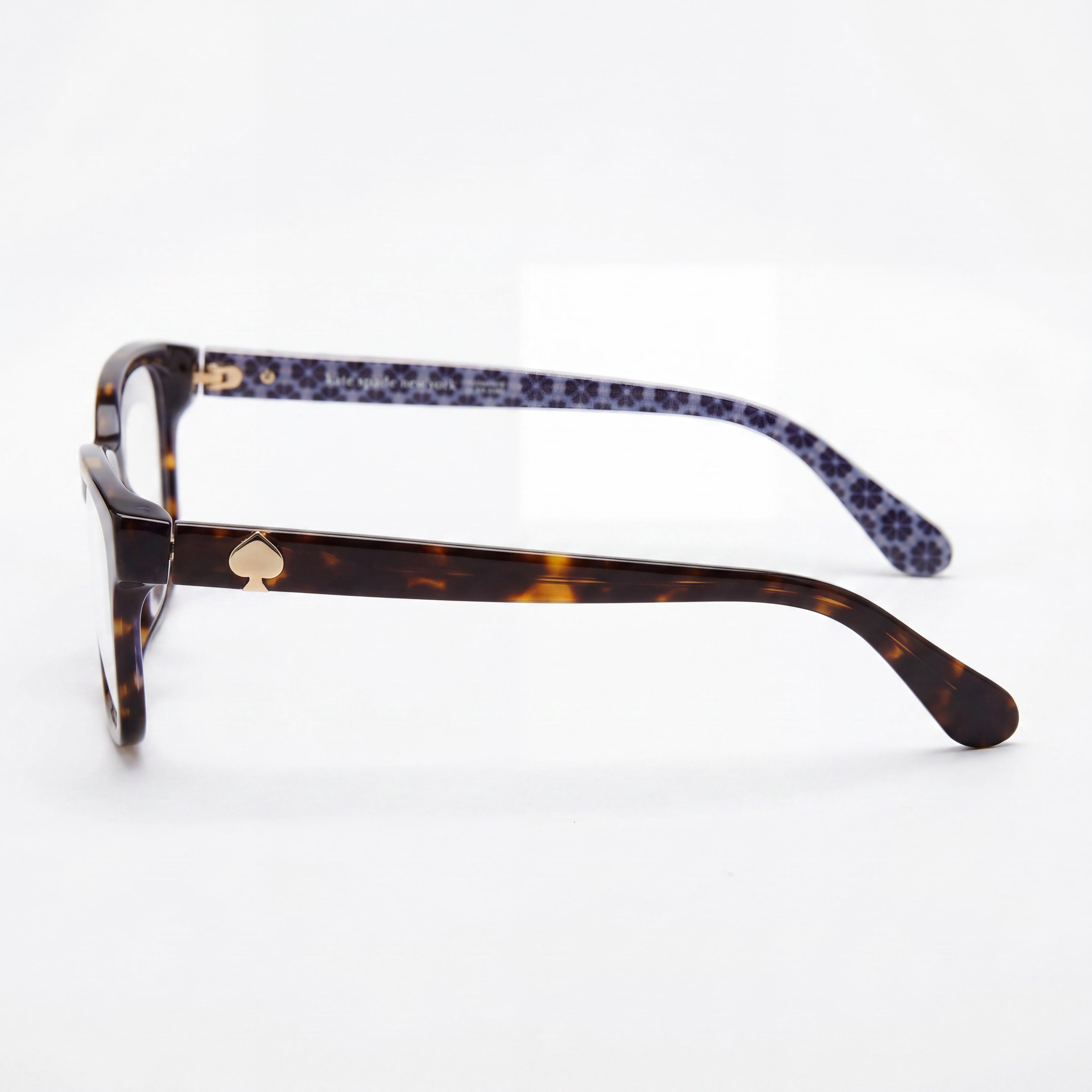 kate spade new york Men's Rectangular Stainless Steel Glasses Frame with Spade Logo Havana Blue 53, Photo 2