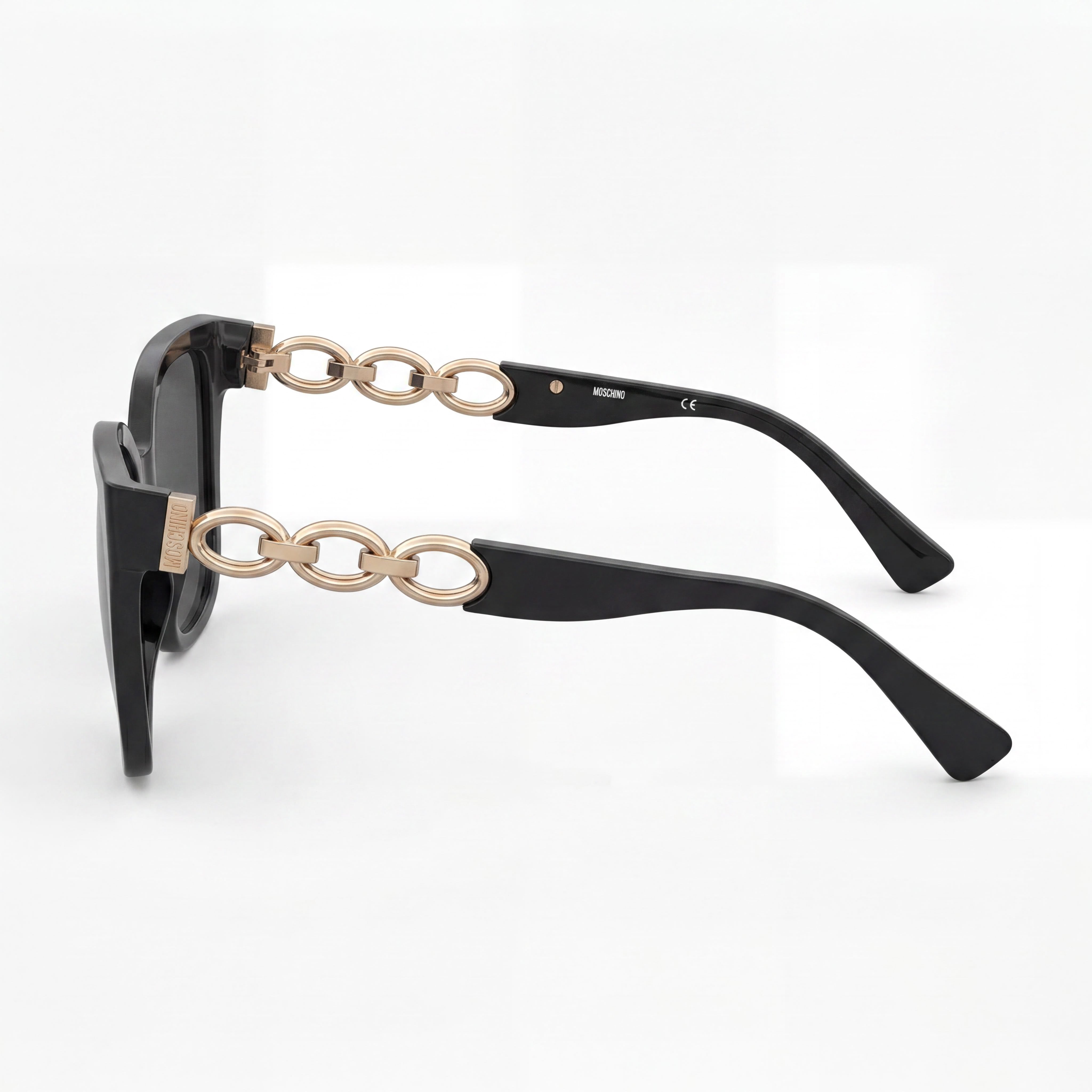 Moschino MOS098/S Women's Cat Eye Black/Dark Grey Plastic Frame Dark Grey Lens 55mm UV Protection Non-Polarized, Photo 3