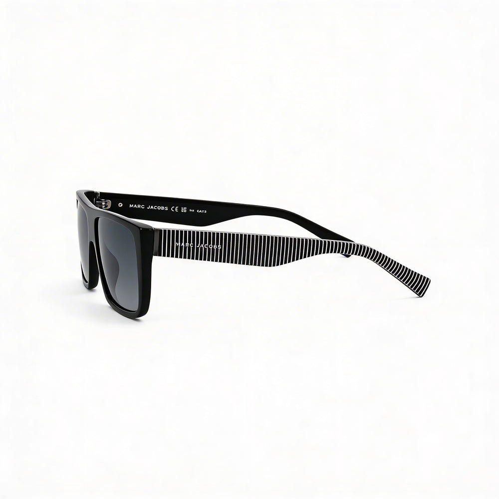 Gafas de sol Marc Jacobs Marc096/S para mujer, cuadradas, de plástico, no polarizadas, color negro, con lentes degradados en gris oscuro y protección UV 400, 57 mm