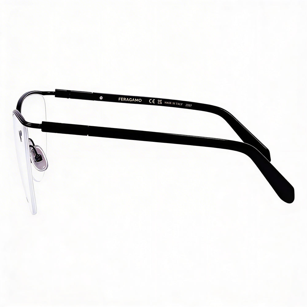 Monturas para gafas ópticas Salvatore Ferragamo SF2227 para hombre con marco de metal negro y ancho de lente de 56 mm