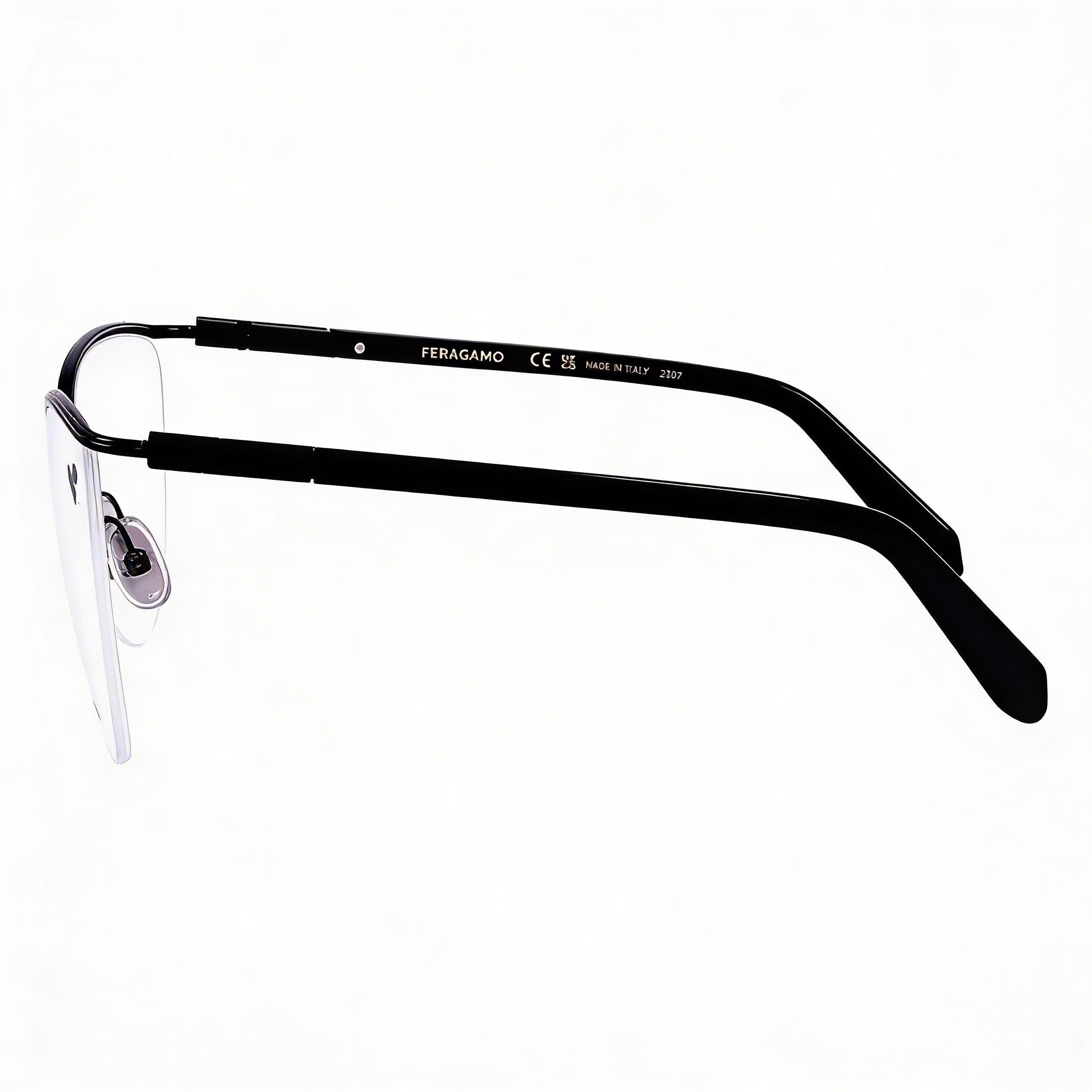 Monturas para gafas ópticas Salvatore Ferragamo SF2227 para hombre con marco de metal negro y ancho de lente de 56 mm, Photo 3