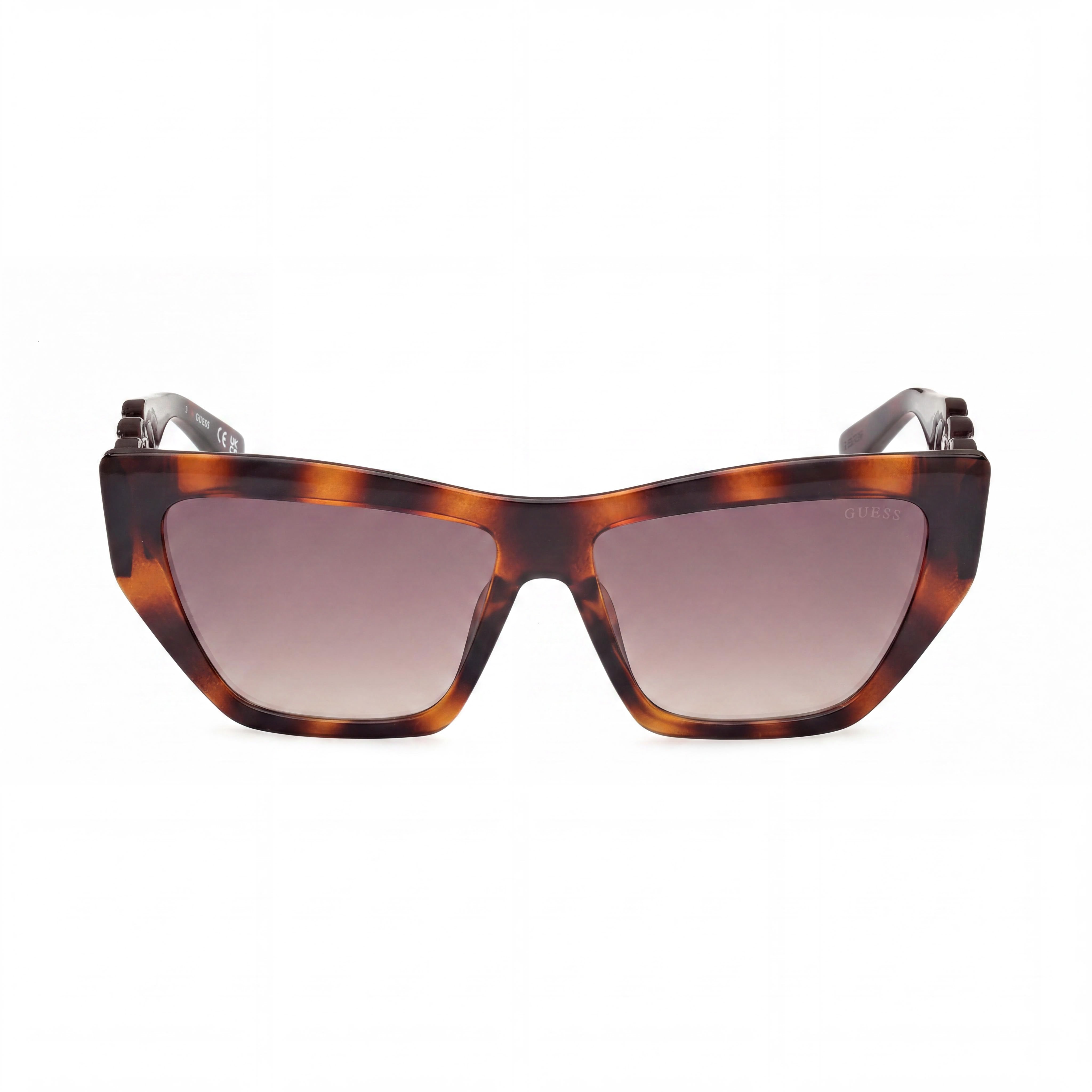 GUESS Women's Cat-eye Chain-link Injected Sunglasses Dark Havana 56mm, Photo 2
